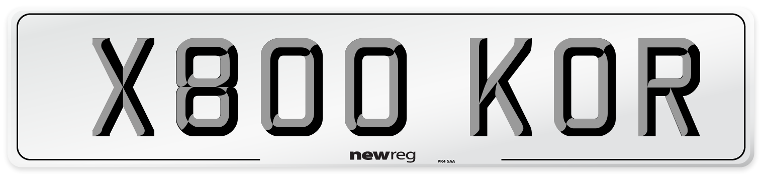 X800 KOR Number Plate from New Reg
